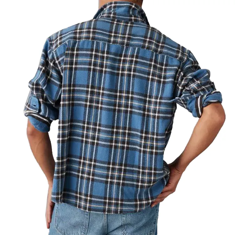 새로운 디자인 100% 면 체크 싸구려 사용자 정의 격자 무늬 플란넬 셔츠 남성