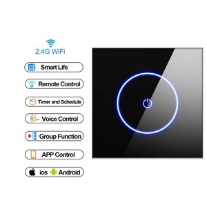 Yeni 10A LED cam Panel akıllı dokunmatik ekran ışık anahtarı ab İngiltere standart 1/2/3 Gang büyük halka daire D WiFi Tuya uzaktan akıllı ev - Product Image 1