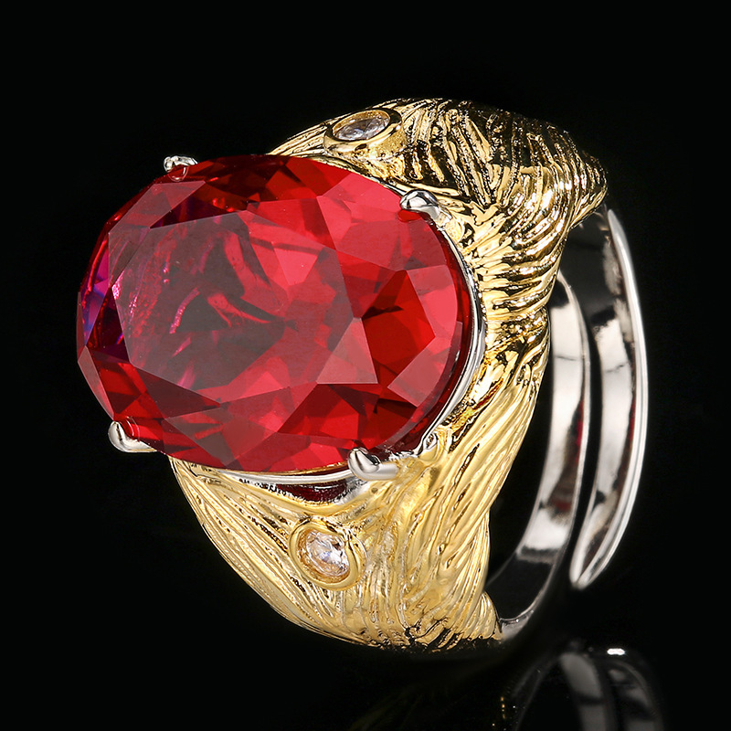Bague en corindon rouge, taille ajustable