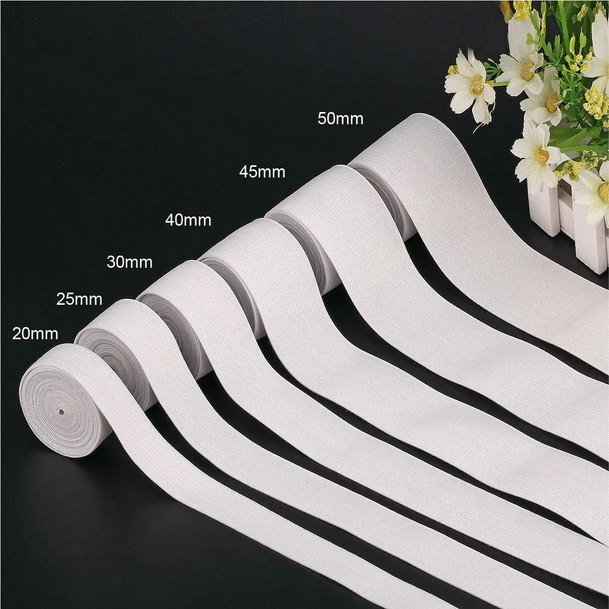 factory wholesale Natural Rubber White Knitted Weave Crochet Elastic Band for Underwear