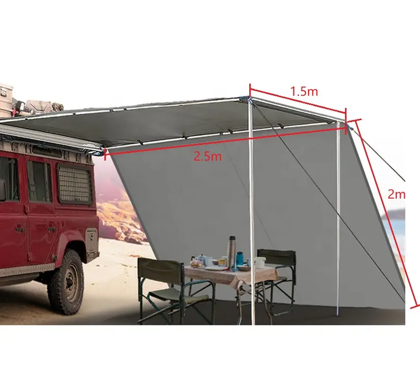 DANCHEL OUTDOOR 1.5x2.5m Car Side SUV Awning with 2.5x2m side wall front extension wall car roof top tent