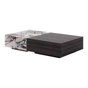 Mesa Rectangular de Té de Piedra Sinterizada, Mesa de Centro de Almacenamiento de Madera Ahumada de Alta Gama, Sala de Estar Minimalista, ZEM809 - Product Image 6