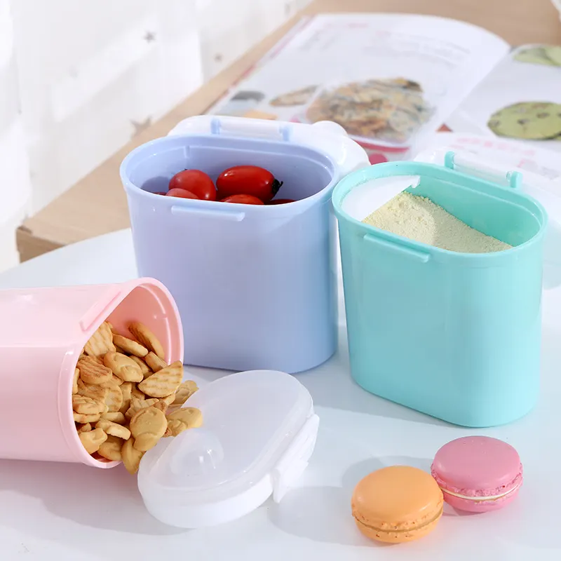 Multifunctional plastic baby milk powder fruit snack storage box tableware