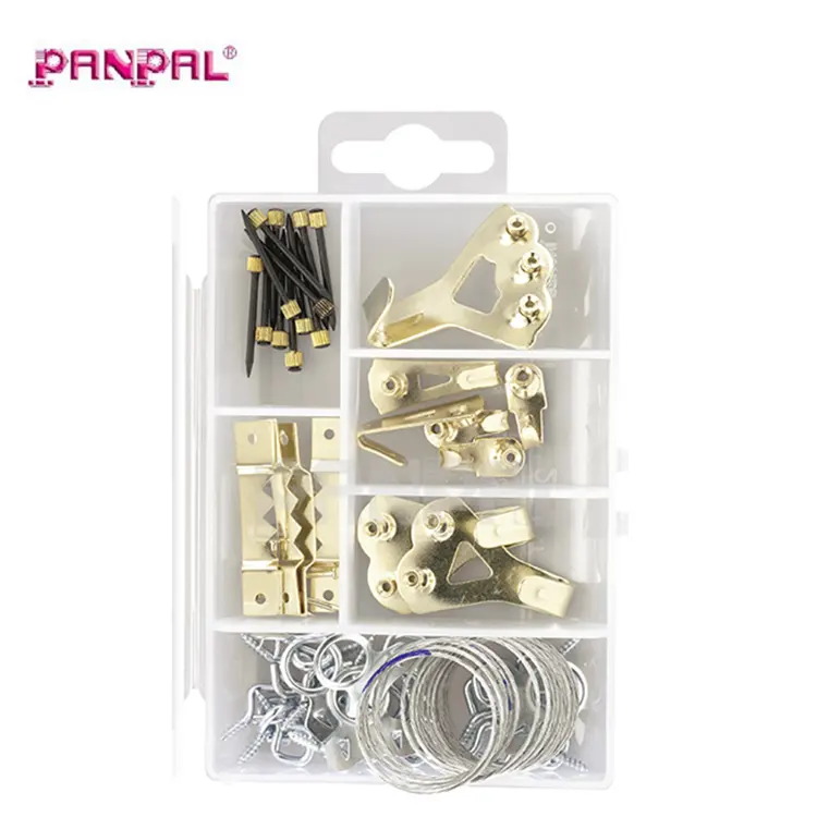 40PC Picture Hangers Picture Hanging Kit Frame Hooks Hardware avec clous Hanging Wire Screw Eyes