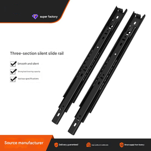 Thép ngăn kéo đường sắt ba phần trượt tủ dày bóng im lặng bên gắn thép đen 3 phần theo dõi - Product Image 2