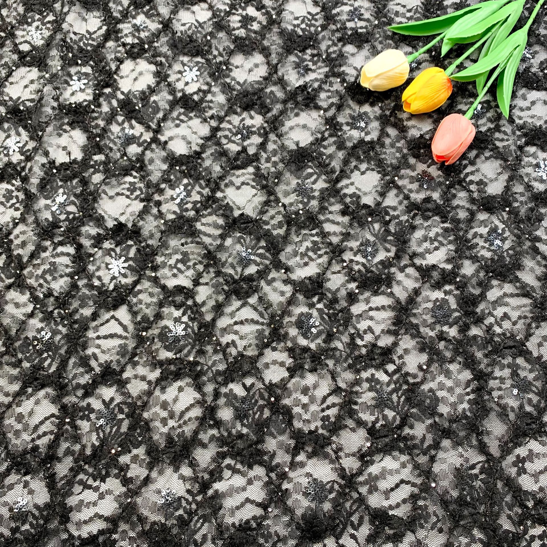 125 cm-black-elastic-lace embroidery