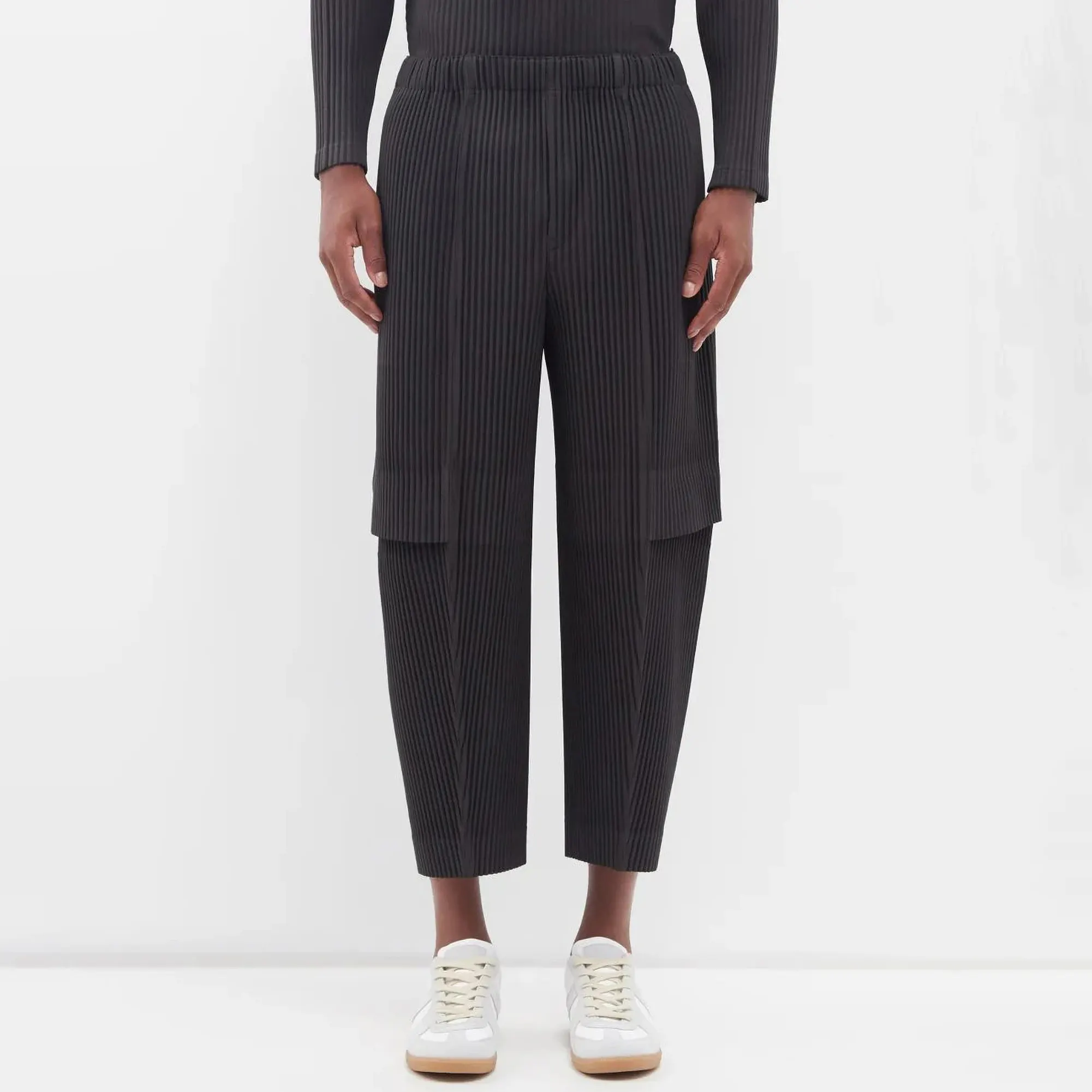 Erkek pileli kırpılmış pantolon Casual Baggy katı pantolon erkekler için 2024 moda tasarımcısı erkek giysileri gevşek pantolon ve pantolon