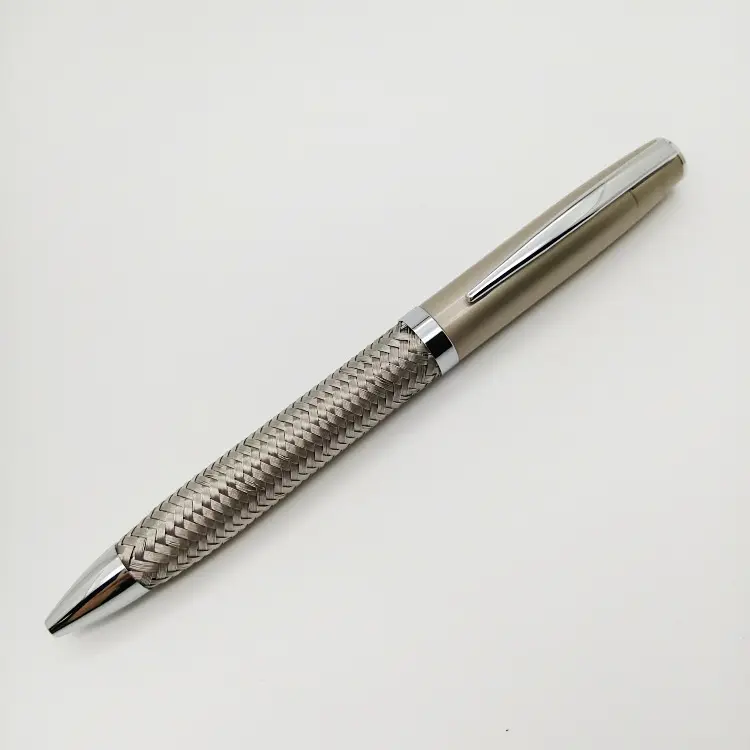 Clip de agujero para tallado de trenza de alambre, bolígrafo de bola de acero inoxidable para publicidad elegante de Metal