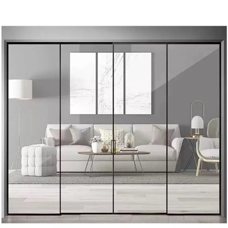 Divisorio interno impermeabile in alluminio doppia porta scorrevole in vetro per Patio in vetro temperato sottile