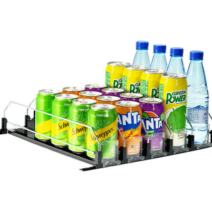 Beverage Soda Can <span class=keywords><strong>Shelf</strong></span> Pusher <span class=keywords><strong>System</strong></span> Smart Dispenser Kunststoff Automatischer Organizer für Kühlschrank Spring Loaded Drink Pusher