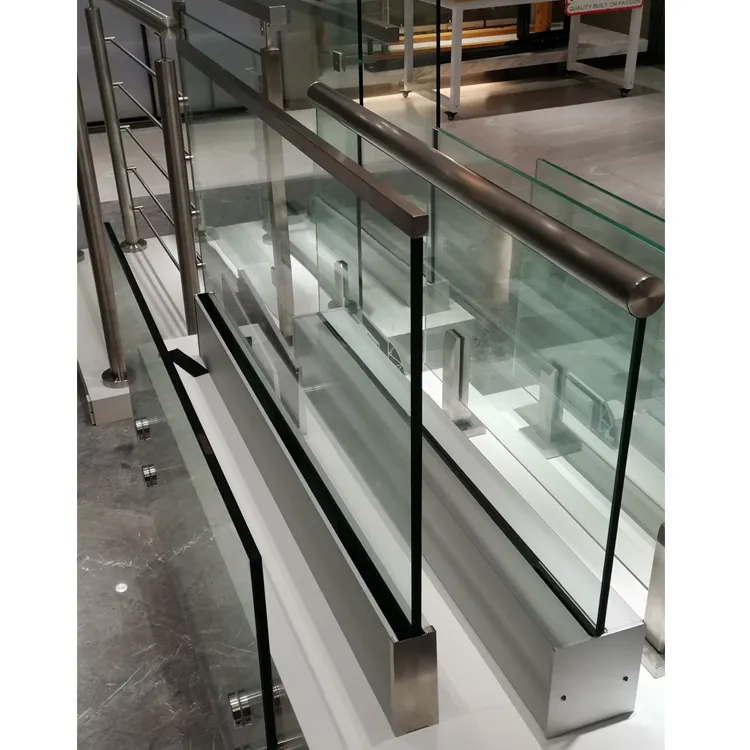 Barandilla de balaustrada para terraza, barandilla de vidrio de aluminio sin marco, montaje en pared lateral