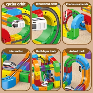 Nieuwe DIY Treinbaan Bouwstenen Veelzijdige Bouwblokken Speelgoed Kinderen Racebaan Plastic Educatief Elektrische Trein Kubus Sets - Product Image 4