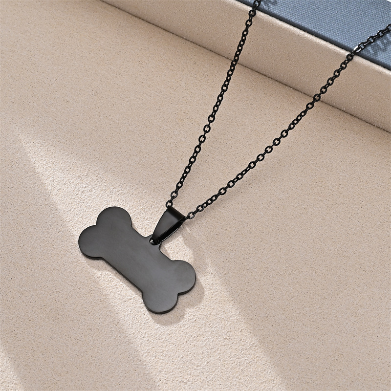 Pendentif chaîne 04X50, os de chien 1,5X3,0, noir.