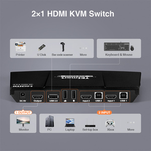TESmart KVM交换机2合1超高清热键3D视频切换器，带红外远程HDR HDCP USB 2.0自动4K60hz HDMI KVM交换机 - Product Image 3
