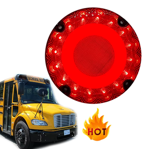 Red Amber 7 Inch Signal Lamp for School Bus Transit Vehicle <strong>Strobe</strong> LED <strong>Round</strong> Flash Turn Tail Stop Rear Brake <strong>Light</strong> with DRL Ring - Product Image 2