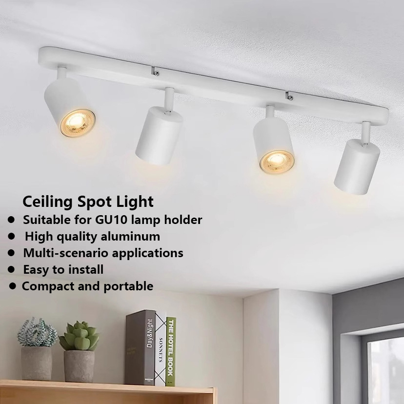 Spot carré blanc à quatre têtes - source lumineuse non incluse