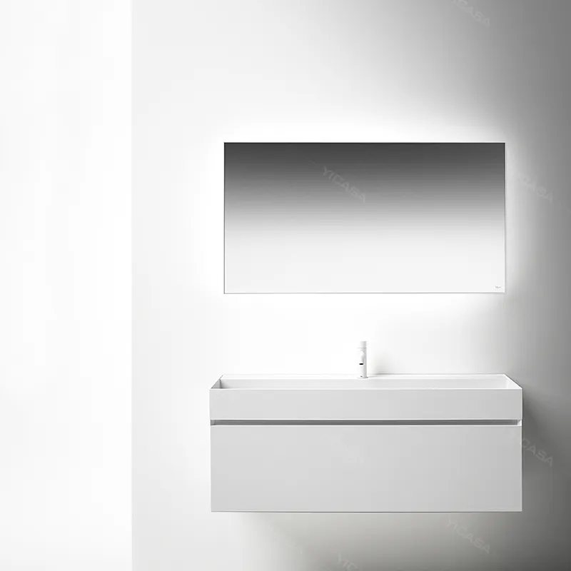 Nuovo design atroom tipo di montaggio a parete solido lavabo con retroilluminazione specchio lavabo