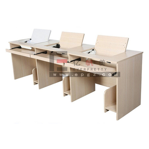 Neueste Design Holz Schul möbel Klassen zimmer Bibliothek Labor Computer tisch für zwei Schüler mit Partition CPU-Halter - Product Image 5