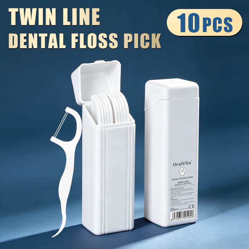 Floss pick F twin line no flavor 10 picks/box - white