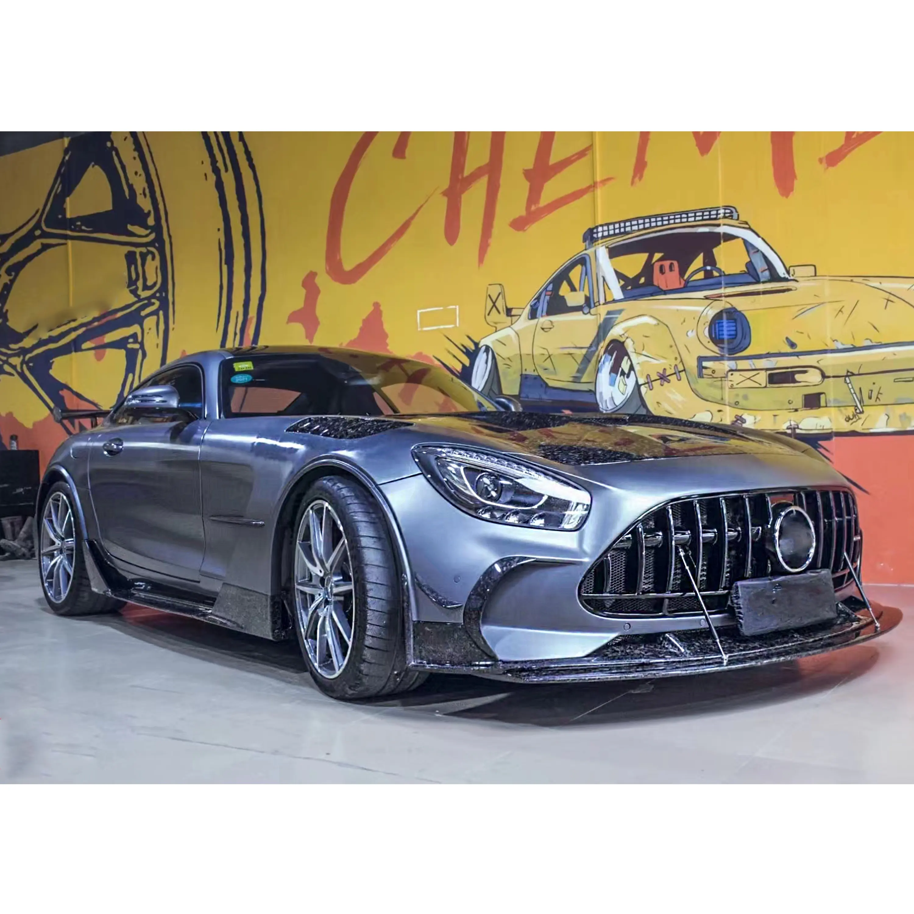 طقم الجسم لسيارة مرسيدس بنز AMG GT 2015-2020 مادة pp المصد الأمامي المصد الخلفي الشفة الأمامية والناشر