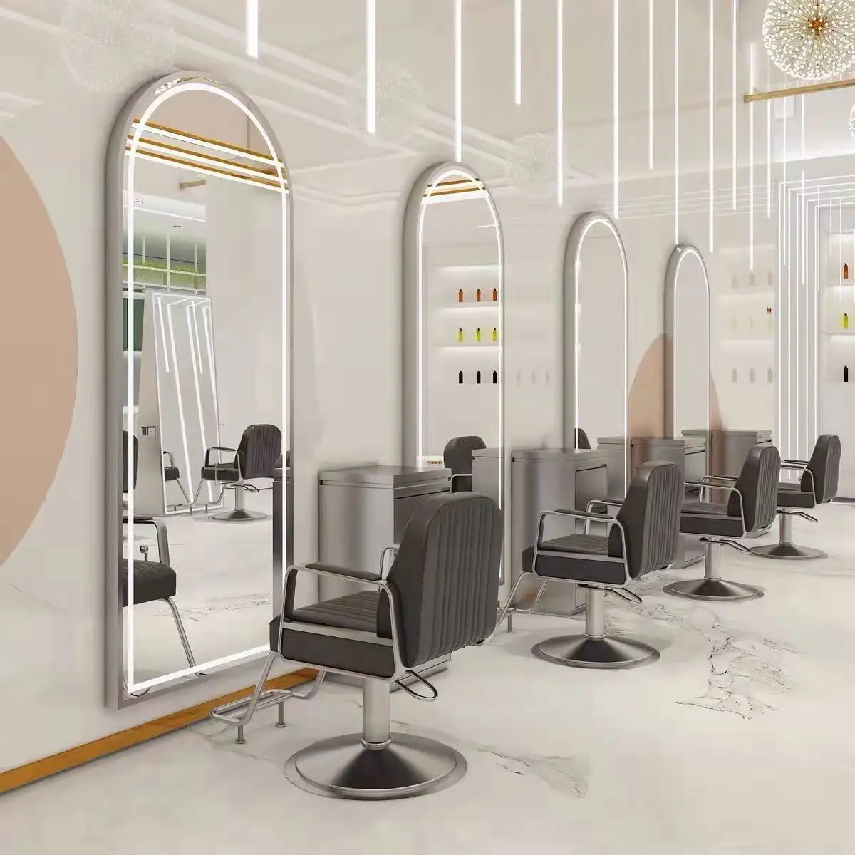 Barbering Grote Achtergrondverlichting Smart Hair Station Led Spiegel Full Length Dressing Spiegel Salon Spiegels