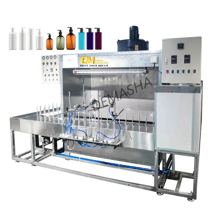 Máquina de pintura en aerosol eléctrica DM para vasos de vidrio, línea de pintura en aerosol automática de plástico para botellas de vidrio