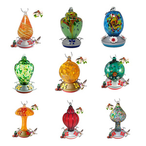 手工吹制玻璃蜂鸟喂食器，带4个喂食器吊钩和绳索 - Product Image 6