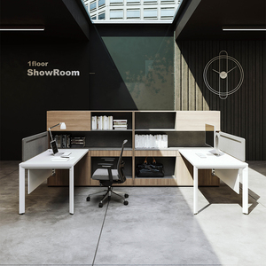 <strong>Simple</strong> Office <strong>Desk</strong> and Chair 4 People Steel Wood Staff Table 6 People <strong>Computer</strong> Table Combination Staff Office Table - Product Image 4