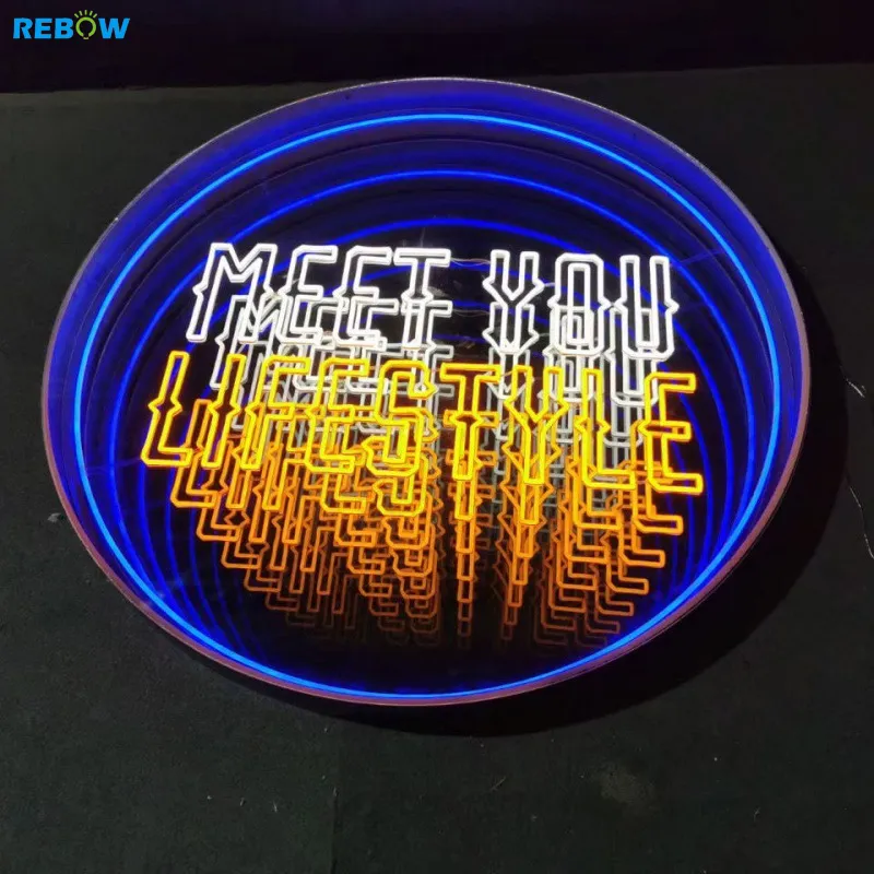 Drop Verzending Gratis Ontwerp 3D Magic Oneindige Spiegel Neon Light Reclame Custom Led Neon Borden