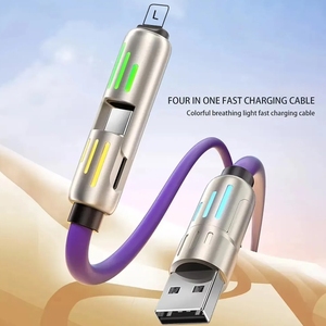 1m 1.5m fabrika 4-in-1 RGB LED ışık hızlı PD iyi fiyat aydınlık araba oyun çinko alaşım güç kalın USB hızlı şarj kablosu - Product Image 3