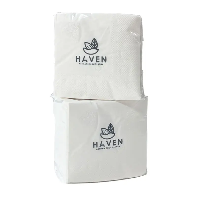 Custom logo disposable high quality paper tissue cocktail napkin serviettes 2ply paper napkins