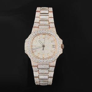 Benutzer definierte Logo wasserdichte Moissan ite Uhr Diamant Pass Diamant Tester Großhandel 18 Karat Gold vvs Moissan ite Automatik uhr mit Armband