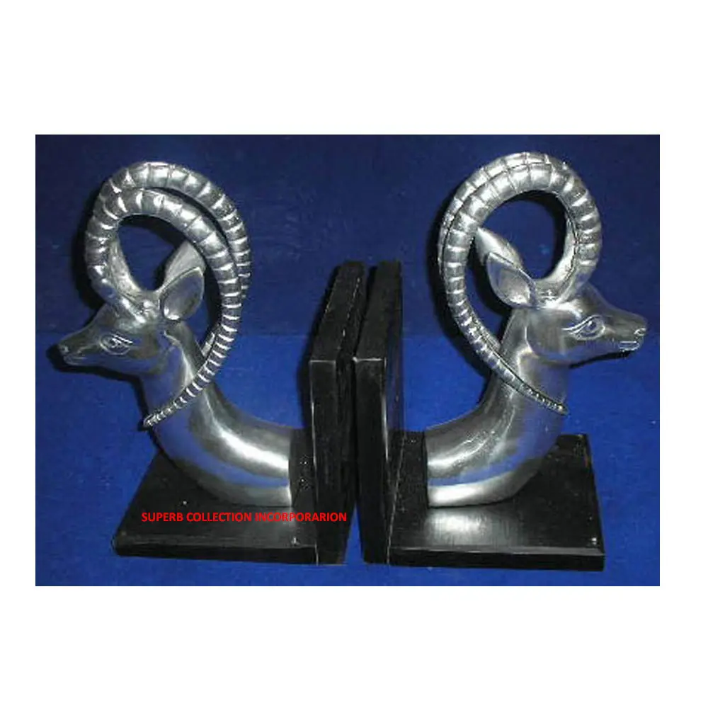Luxury Silver Embossed Antliers Bookends With Black Marble Base Made In India Manufacturers and Exporters