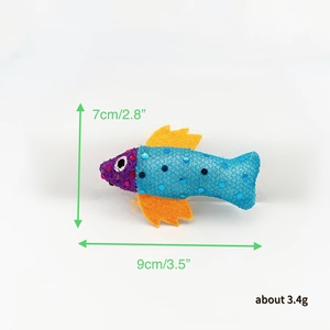 Colorido Bling pez en forma de gato de peluche de juguete gatito interactivo gato juguete masticar gato Teaser juguete con hierba gatera - Product Image 5