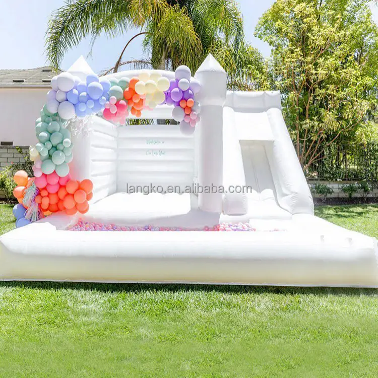 white inflatable bouncer house slide with pool blow up jumping castle for adult