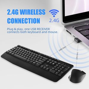 2.4G Full Size Wireless Ergonomic <strong>Keyboard</strong> Wrist Rest 3 Adjustable DPI Optical Mouse Wireless <strong>Keyboard</strong> Mouse Combination Windows - Product Image 3