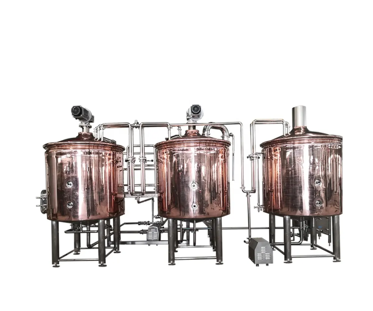 Micro Luxury 1bb 3bbl 5bbl 10bbl Beer Brewery Red Copper Beer Brewing Equipment in vendita
