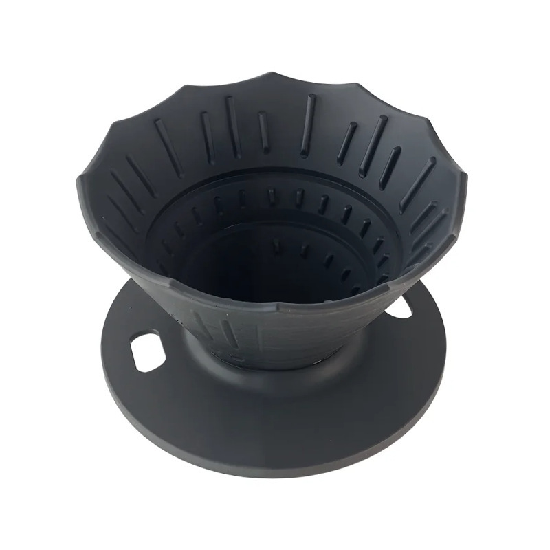 Tasse filtrante pliable en silicone noir