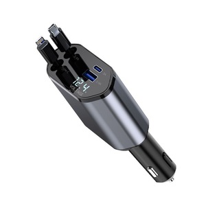 超高速120W電気自動車充電器引き込み式1 4フラッシュ充電タイプCポート5V/2.4A出力アップル & ファーウェイ用 - Product Image 1