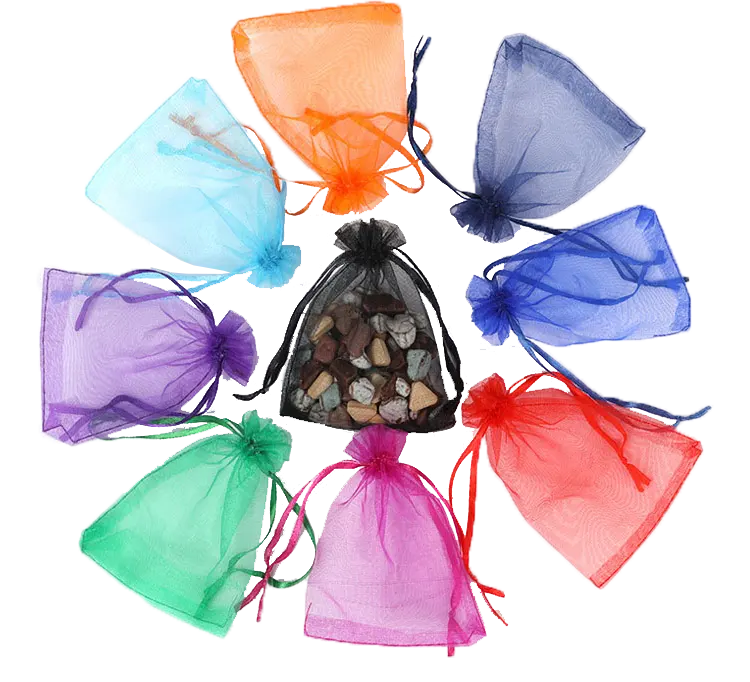 7x9cm Logo personnalisé impression Organza sacs de rangement Organza sacs-cadeaux bijoux parfum bougie Organza sacs en gros