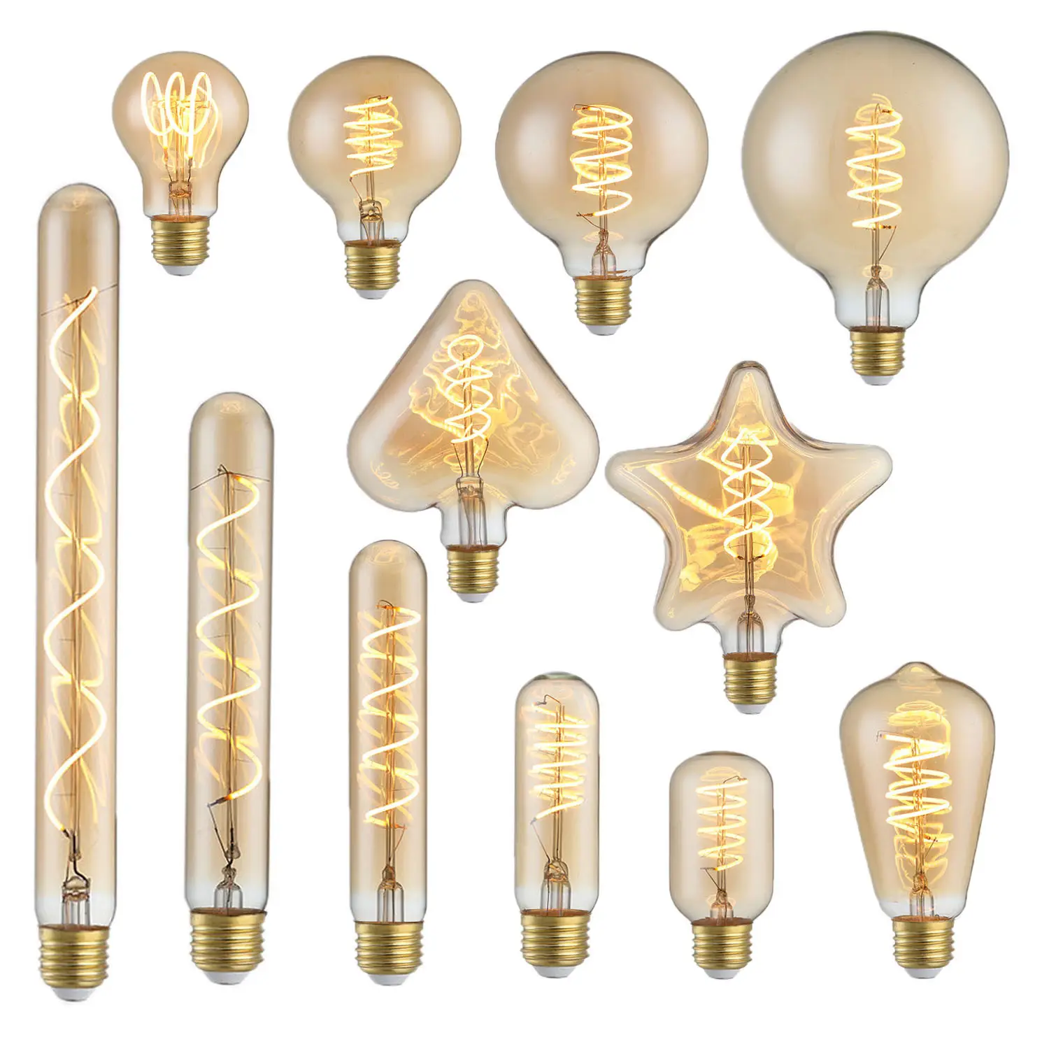 Amber G80 G95 G125 dimmable edison soft filament bulb quad loop vintage led bulb flicker free home decorative led bulb