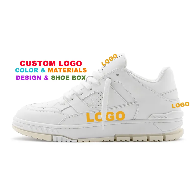Fabricantes OEM Baloncesto Blanco Logotipo Personalizado Corte Bajo Skateboard Cuero Genuino Sneaker Casual Sport Shoe Men Basketball Shoes