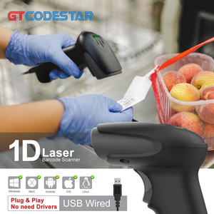 带立式条形码阅读器的1D有线条形码扫描仪USB RS232代码25 UPCE0 1月8日<span class=keywords><strong>upc</strong></span>-a EAN 1月13日代码128 Codabar