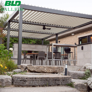 Modern <strong>Wood</strong> Arch Freestanding Gazebo Powder Coated Metal Pergola Manual Motorized Control Retractable Aluminum Roof <strong>Louvre</strong> - Product Image 4