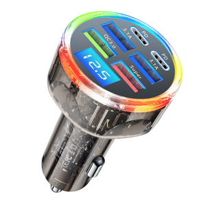 New 4usb Digital Display Car <strong>Charger</strong> Fast Charging PD Mobile Phone <strong>Charger</strong> <strong>One</strong> to Six QC3.0 Car <strong>Charger</strong> Factory - Product Image 1