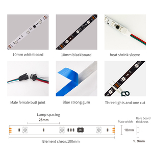 12V sihirli renk işık şeritleri WS2811 60Leds 8mm su geçirmez SPI Matrix akıllı şerit işık Rgb piksel Led şerit ışıkları - Product Image 2