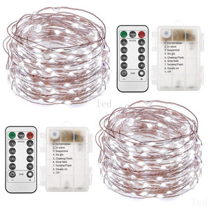 Cadena de luces con 8 funciones para decoración navideña, caja de batería a prueba de agua, cable de cobre LED con control remoto - Product Image 5