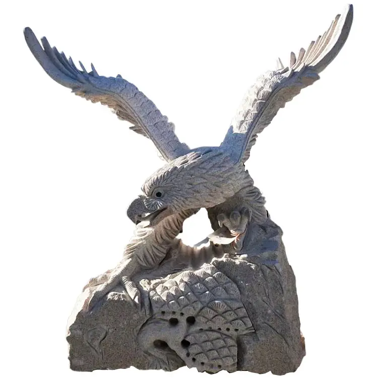 Estatua de escultura de águila grande para decoración de jardín, escultura de piedra de granito Natural, tamaño personalizado, venta al por mayor