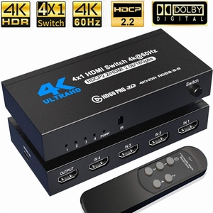 4 In 1 Out 4K HDR 2.0 Switcher 4X1 4 Ports 4K 60Hz Switch HDCP 2.2 10 With IR Remote Control For PS5 TV 4 - Product Image 3