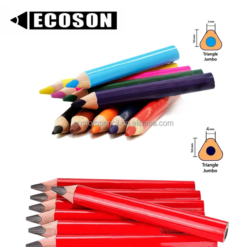 High Quality Wholesale Custom Cheap HB Jumbos Images School Triangle Jumbo With Sharpener Pencil